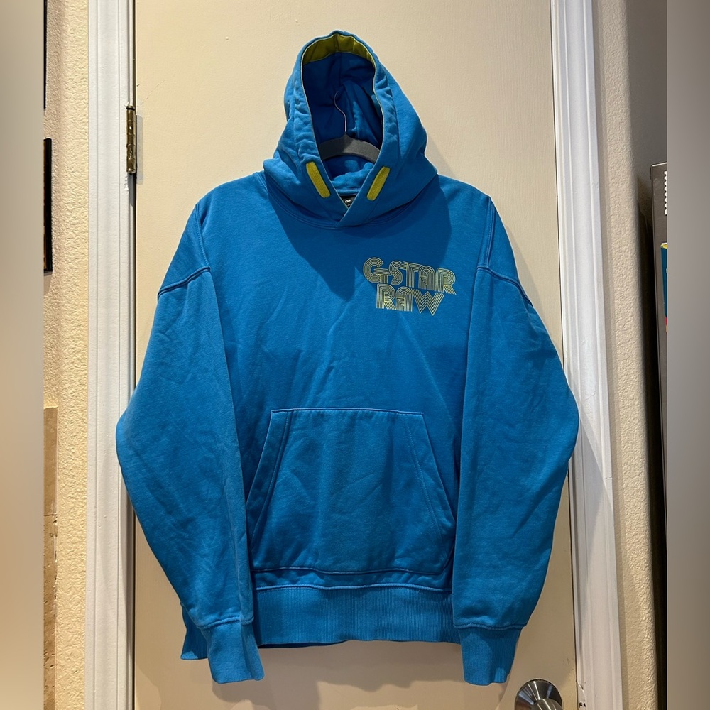 G-Star Raw Men’s Disco Chest Oversized Hoodie Small Blue